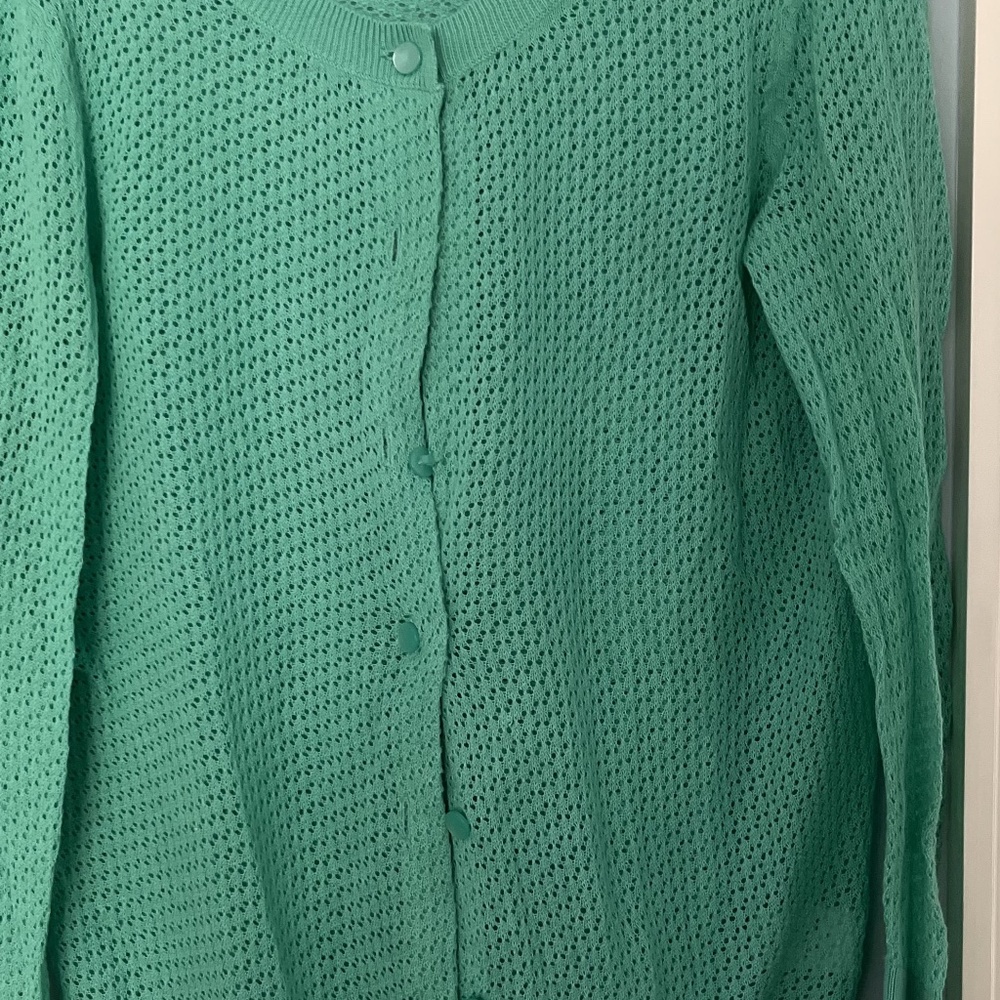 Talbots Mint Green Button Up Cotton Cardigan